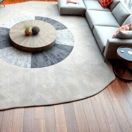 Handcrafted Grey Circle Accent Living Room Rug